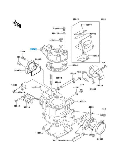 KAWASAKI KX85 2001-2013 Genuine Engine Cylinder Head 11001-1539 OEM