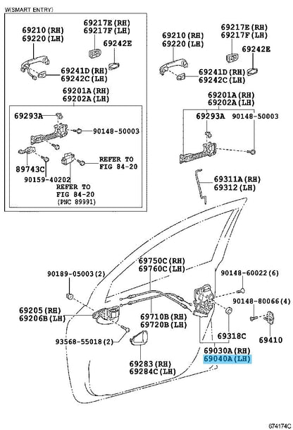 TOYOTA RAV4 ASA/GSA33 06-18 Genuine Front Door Lock Assy W/Motor LH 69040-42250