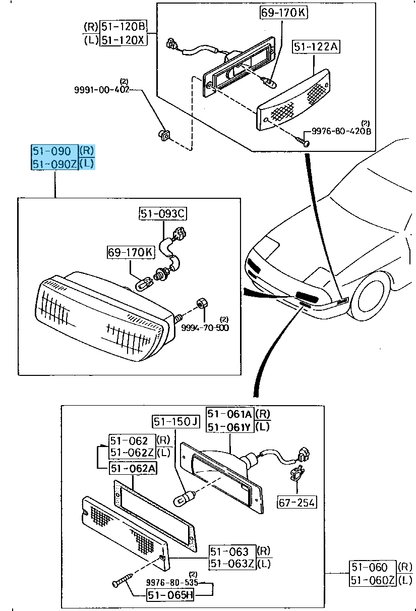 MAZDA RX-7 FC3S Genuine Front Pass Position Lamp Light Flash Passing RH & LH OEM