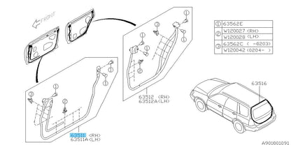 SUBARU FORESTER SG5 2003-2008 Genuine Front Door Weather Strip RH 63511SA000 OEM