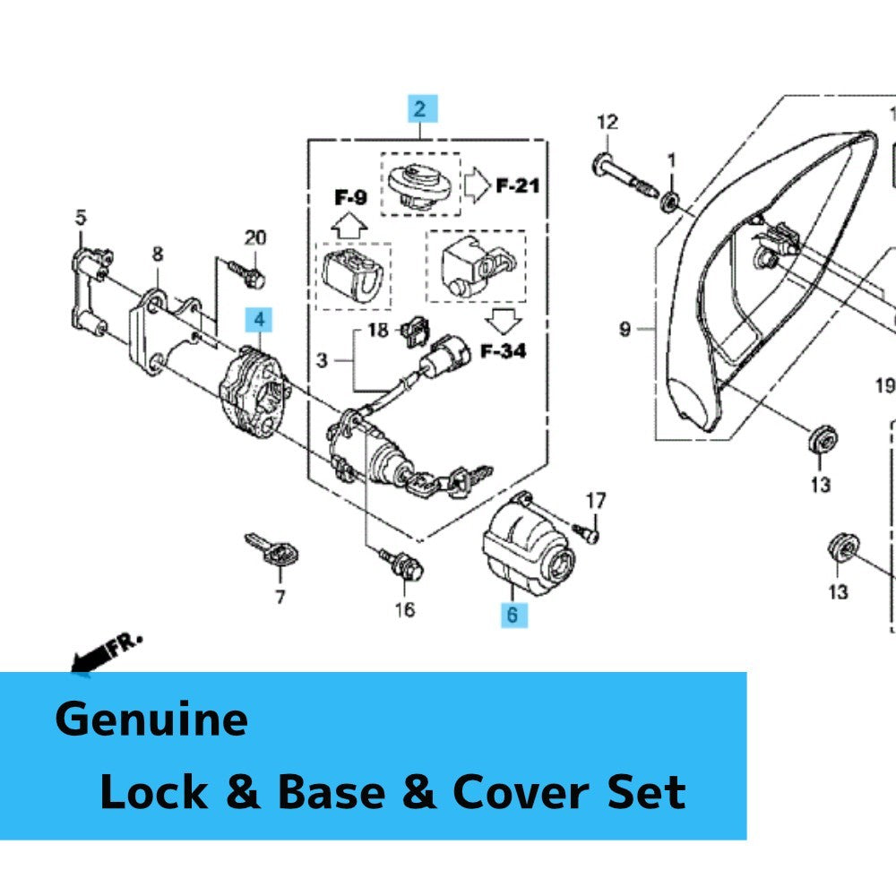 HONDA VT750RS SHADOW RS 2010-2013 Genuine Lock & Base & Cover Set OEM