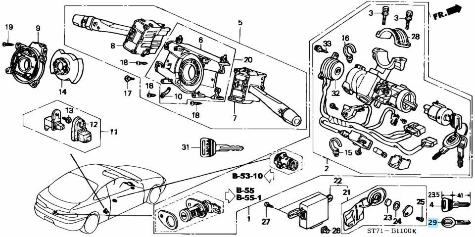 HONDA INTEGRA TYPE-R DC2 DB8 Genuine Blank Key Uncut Spare 35113-ST7-Z01 OEM