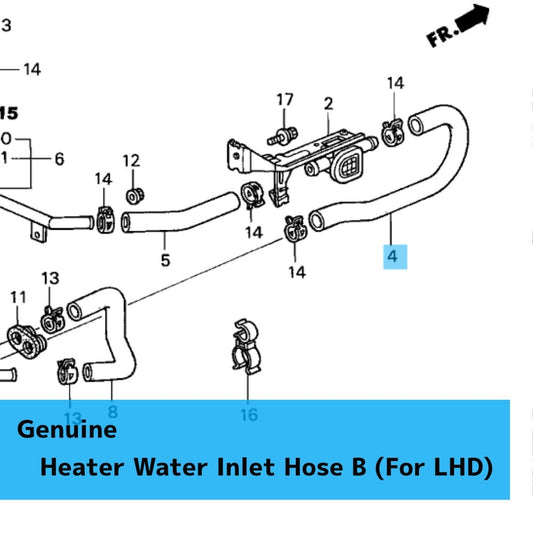 HONDA S2000 AP1/2 '00-09 Genuine Heater Water Inlet Hose B 79722-S2A-A00 For LHD