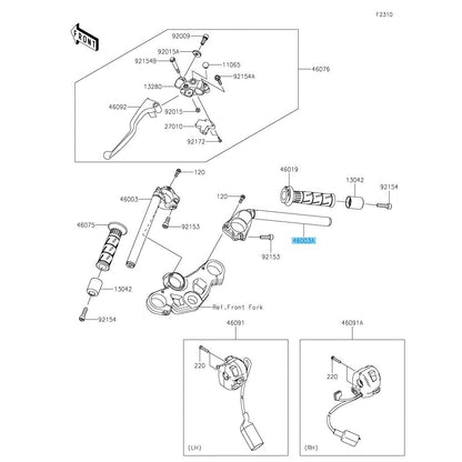 KAWASAKI NINJA 400 2018-2023 NINJA 500 2024 Genuine Handle RH 46003-0691 OEM