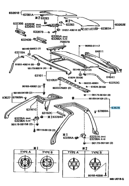 TOYOTA MR2 SW20 SW21 Genuine T-Bar Roof Weather Strip Side Rail Left Side OEM