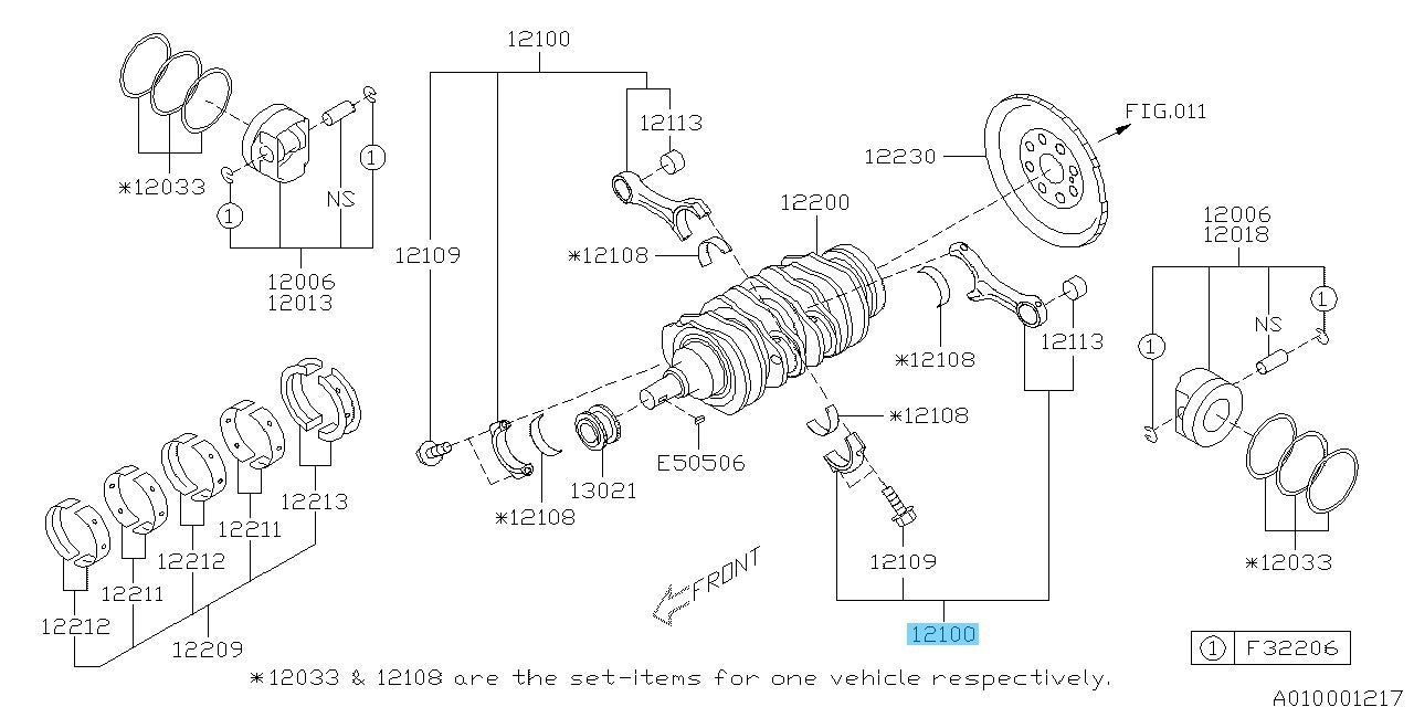 SUBARU IMPREZA WRX VAG 15-20 Genuine Connecting Rod Assy 12100AA370 x4 set OEM