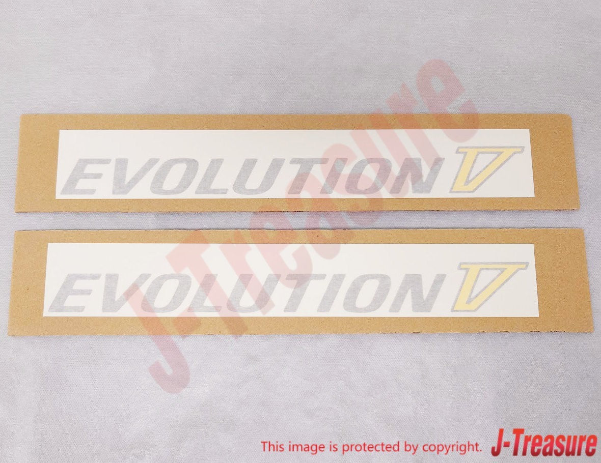 MITSUBISHI EVO5 CP9A Genuine "EVOLUTION V" Side Door Decal Silver Yellow Set OEM
