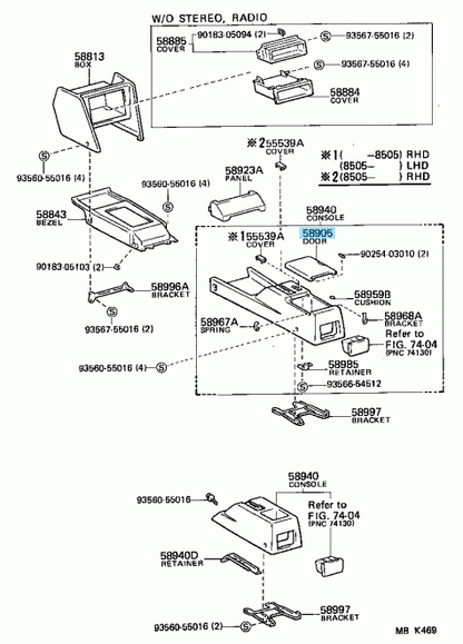 TOYOTA LEVIN TRUENO AE86 85 Genuine Console Compartment Door Sub-Assy OEM Parts