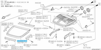 NISSAN 300ZX Z32 1990-1996 Genuine Head Lamp End Rubber RH 26028-30P00 OEM