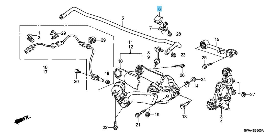 HONDA CR-V RE4 07-11Genuine Rear Stabilizer Holder Bush 52306-SWA-A01 x2 set OEM