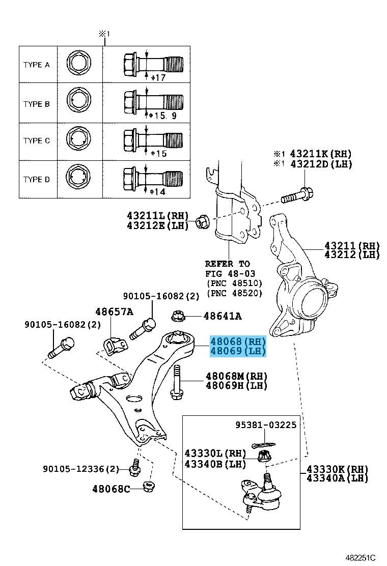 TOYOTA CAMRY GSV40 07-09 Genuine Lower Front Suspension Arm NO.1 RH & LH Set OEM
