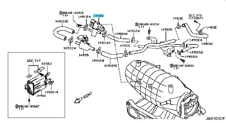 NISSAN ROGUE S35 2008-2013 Genuine Control Valve Assy 14930-JA10E OEM