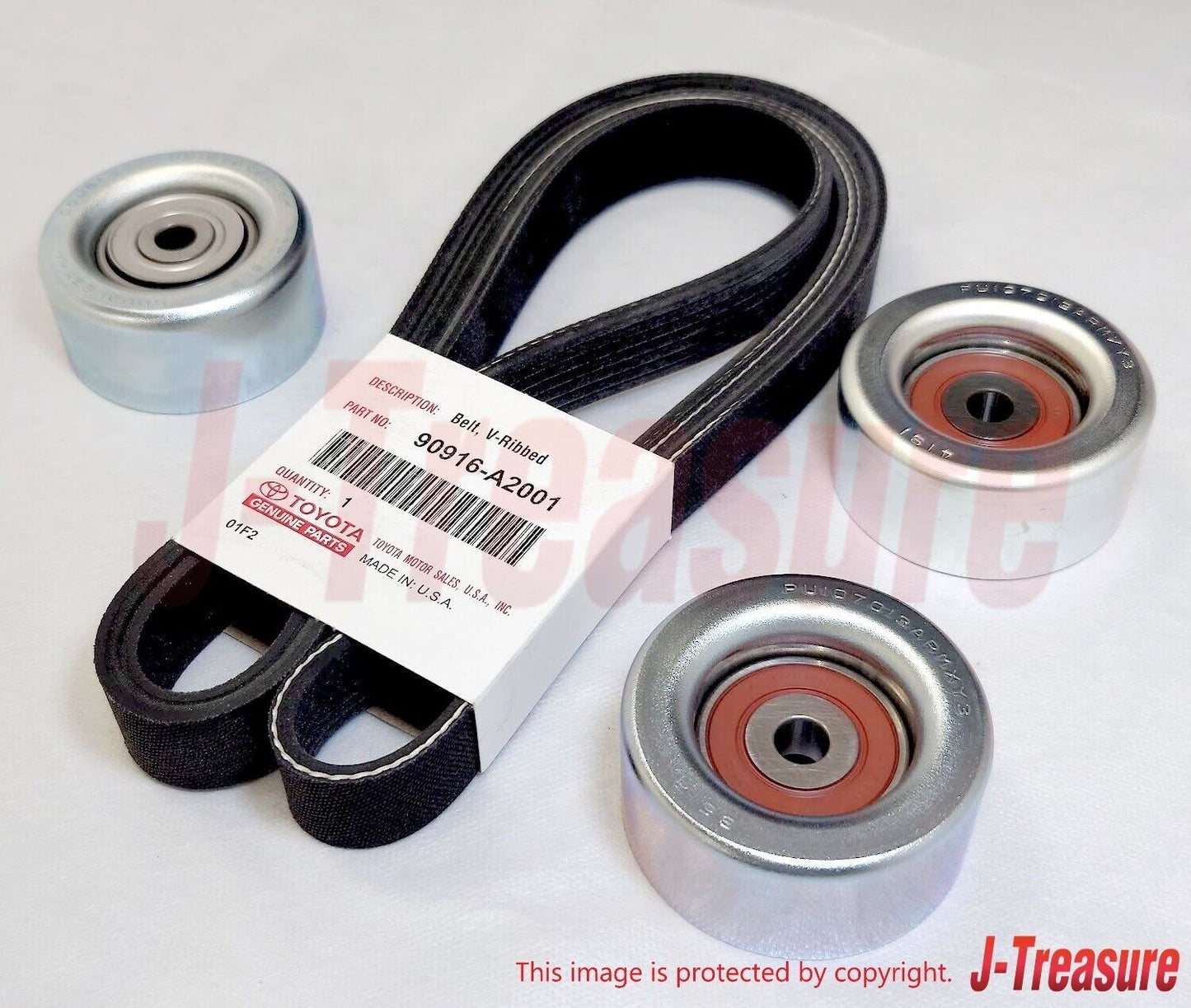 TOYOTA TACOMA GRN2## 05-14 Genuine 1GR-FE Drive Belt & Idle Pulley Set OEM