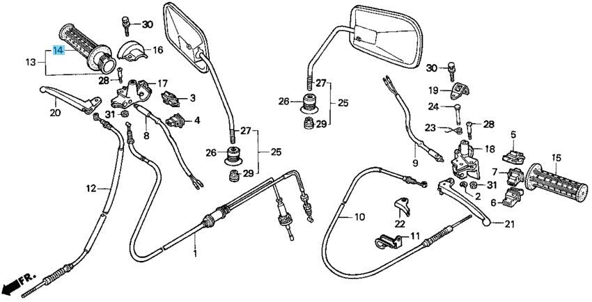 HONDA ELITE 50SR MEX SA50 95-01 Genuine Handle Grip RH 53165-GA7-000 OEM
