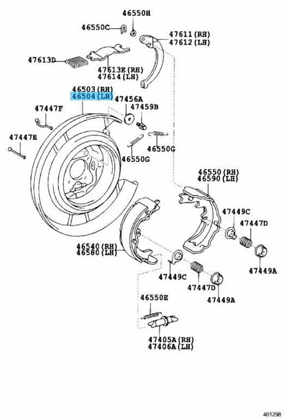 TOYOTA CAMRY ACV40 07-11 Genuine Parking Brake Plate Sub-Assy LH 46504-33080 OEM