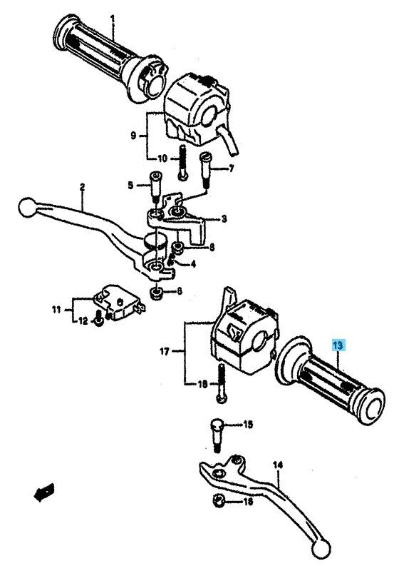 SUZUKI GSX-R1100 1989-1992 Genuine Grip LH 57211-49500 OEM