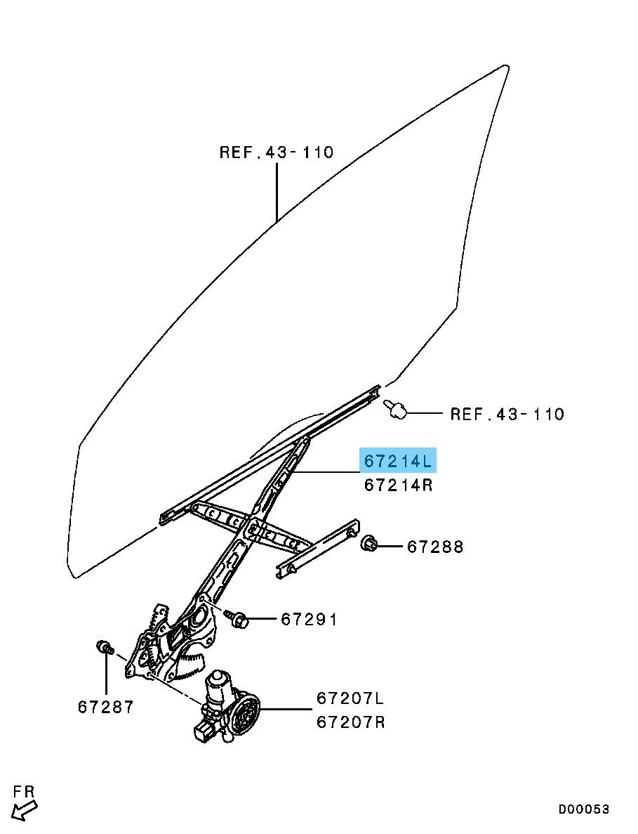 MITSUBISHI MIRAGE A03A 14-23 Genuine Front Door Window Regulator LH 5713A317 OEM