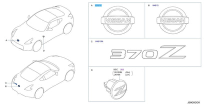 NISSAN Z RZ34 Genuine Front Bumper Cover Emblem 62890-6GP0A OEM