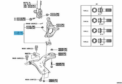 TOYOTA RAV4 AXA#54 19-22 Genuine Fr/Lower Ball Joint Assy 43330-49235 x2 Set OEM