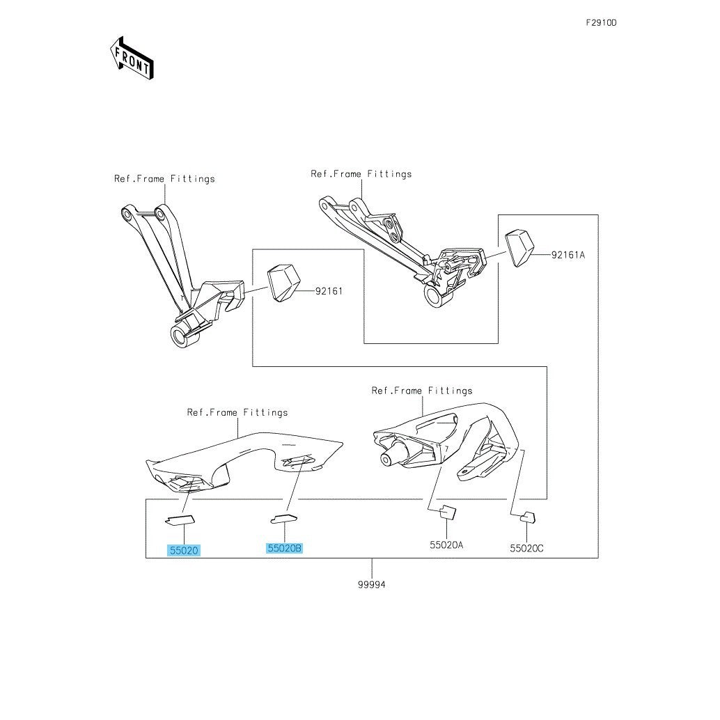 KAWASAKI NINJA 1000SX '20-24 Genuine Grip Stay Guard LH(Front & Rear) Set OEM