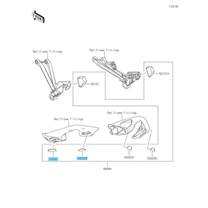 KAWASAKI NINJA 1000SX '20-24 Genuine Grip Stay Guard LH(Front & Rear) Set OEM