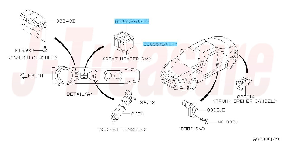 SUBARU BRZ ZC6 2013-2020 Genuine Seatheater Switch RH & LH Set OEM