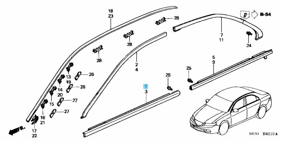 HONDA ACCORD CL7 EURO R Genuine Front Door Molding Right 72410-SEA-J02 OEM