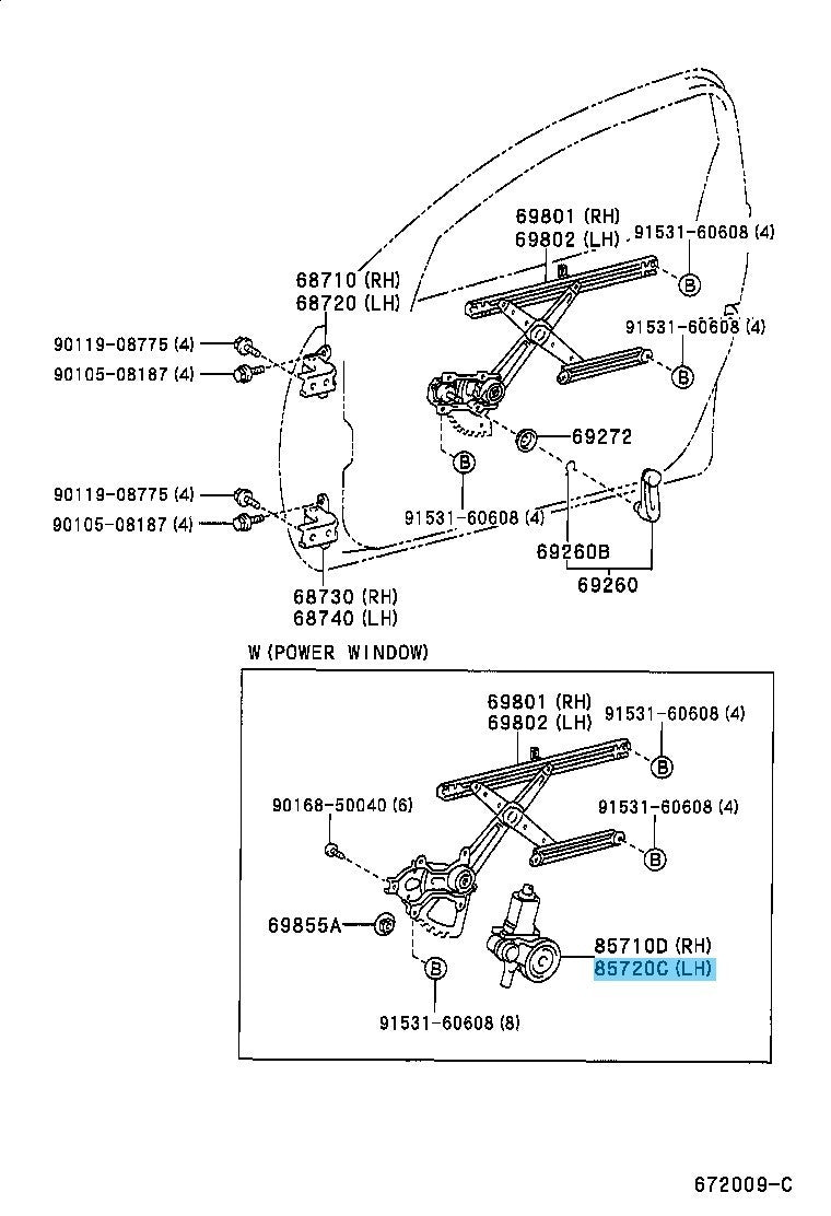 TOYOTA RAV4 ACA21 2001-2005 Genuine Front Power Window Regulator Motor LH OEM