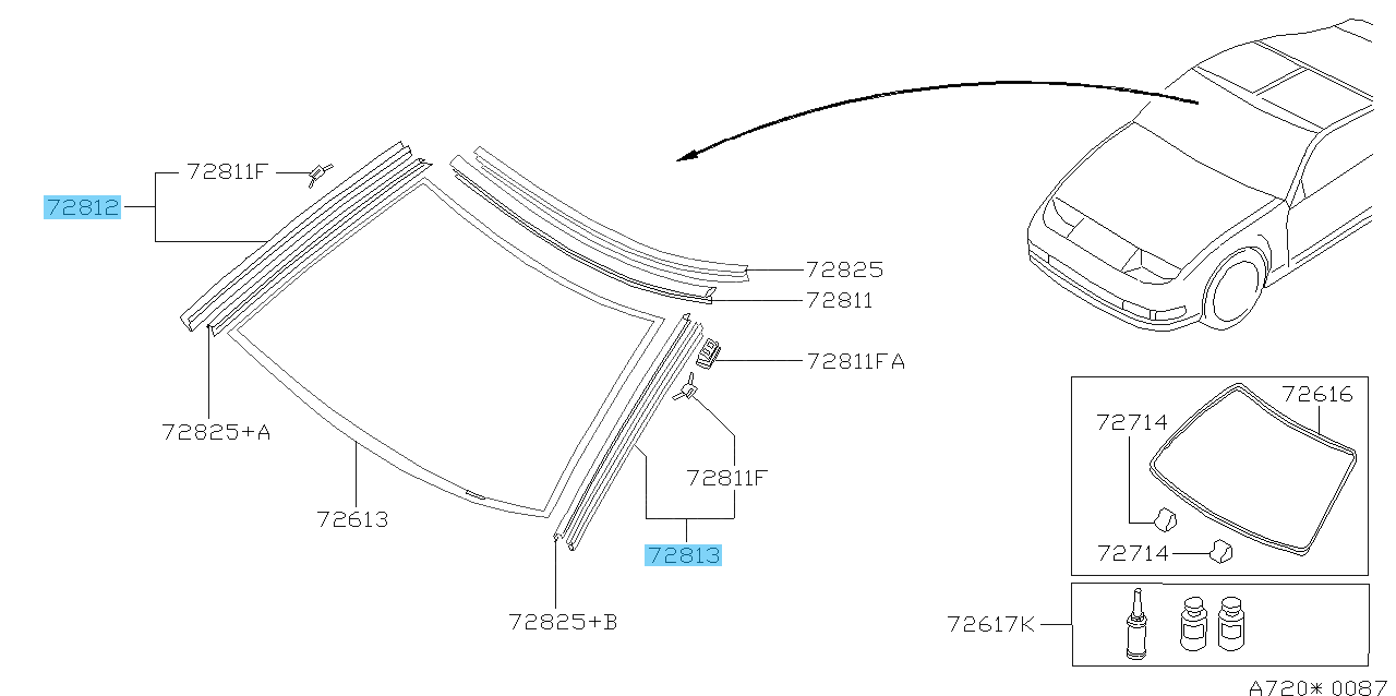 NISSAN 300ZX Z32 90-96 T-Top Genuine Front Windshield Side Molding RH LH Set OEM