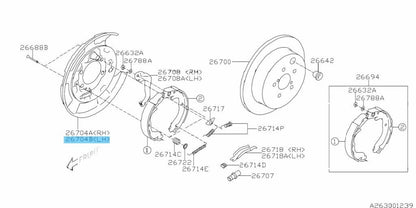 SUBARU LEGACY BM# 10-12 Genuine Rear Brake Back Plate Left 26704AJ010 OEM