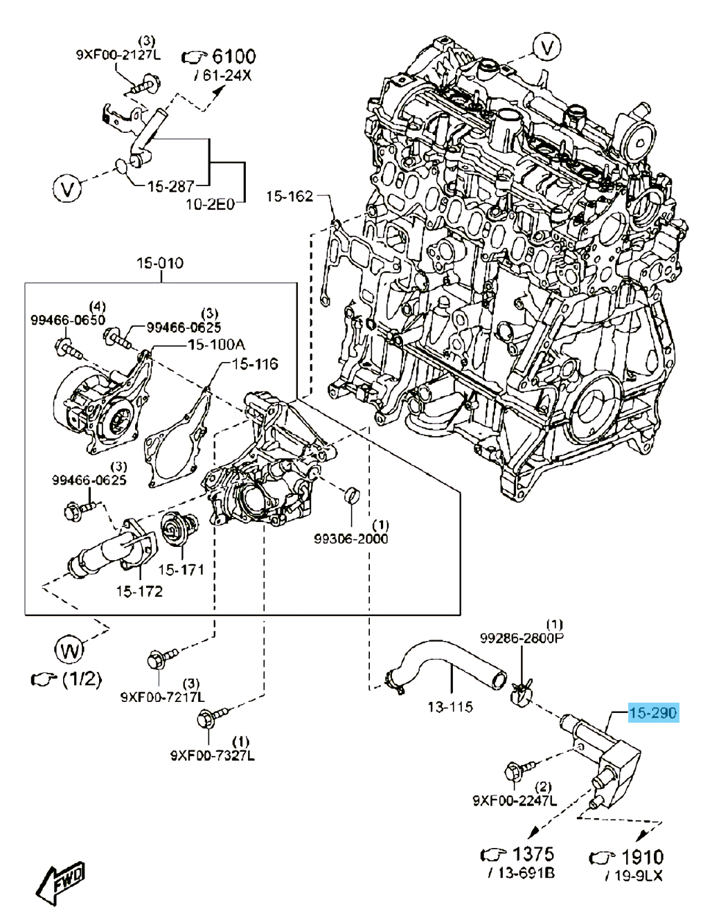 MAZDA CX-5 KE Genuine Coolant Bypass Pipe Improved Parts SH20-15-290A OEM