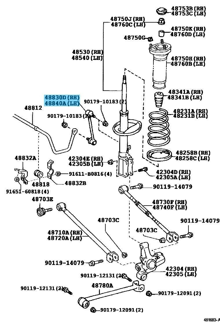 TOYOTA LEXUS Genuine Sway Bar Stabilizer Link Rear Suspension Set 4883048010 OEM