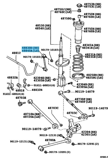 TOYOTA LEXUS Genuine Sway Bar Stabilizer Link Rear Suspension Set 4883048010 OEM