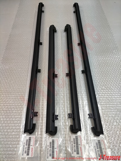 TOYOTA 4RUNNER '10-22 Genuine F & R Door Glass Inner Weatherstrip RH & LH Set