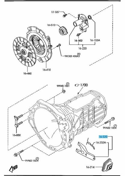 MAZDA MX-5 MIATA NCEC 2006-2015 Genuine Clutch Release Fork G607-16-520A OEM