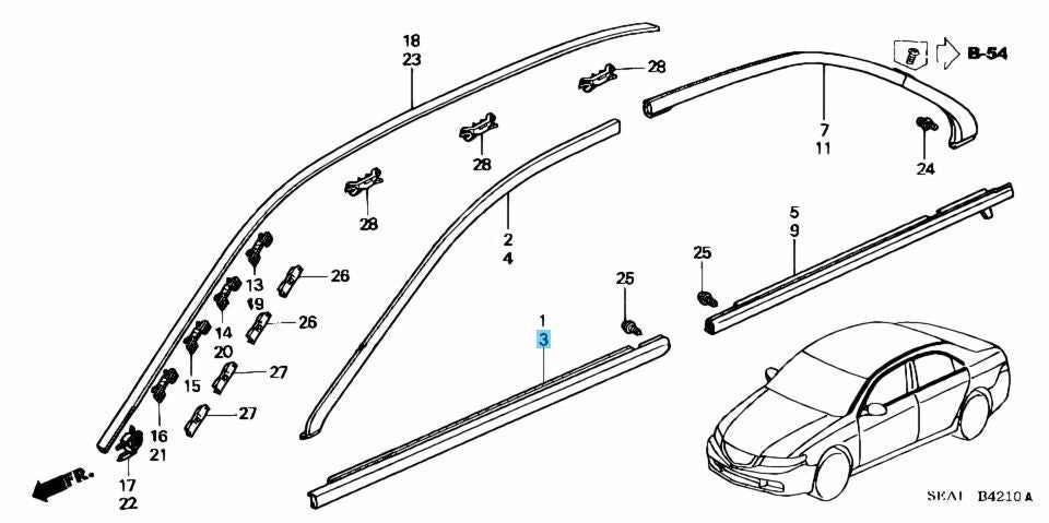 HONDA ACCORD CL7 EURO R Genuine Front Door Molding Left 72450-SEA-J02 OEM