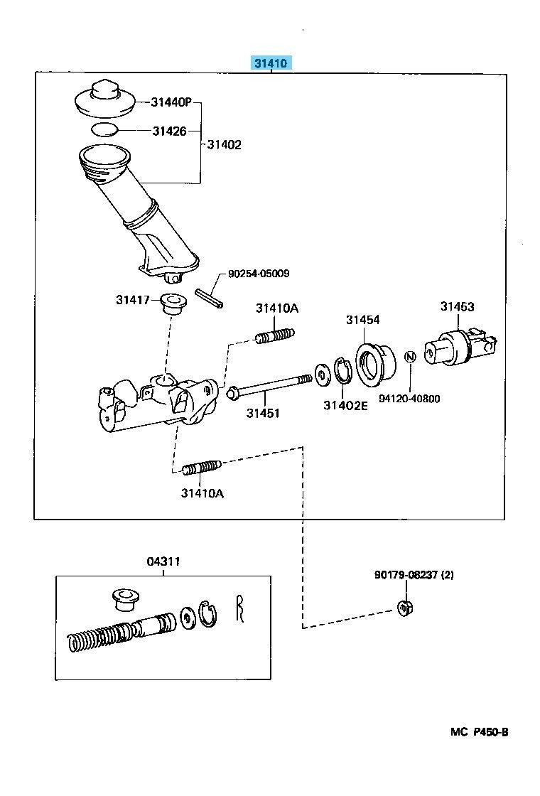 TOYOTA SUPRA JZA80 '93-98 Genuine Clutch Master Cylinder Assy 31410-14310 OEM