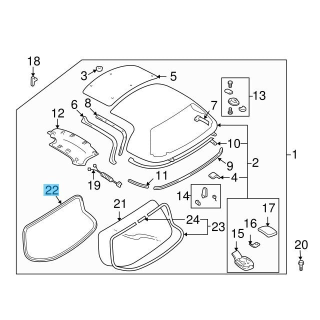MAZDA MX-5 MIATA NA NB 90-08 Genuine Hard Top Glass Weatherstrip NA01-63-895A