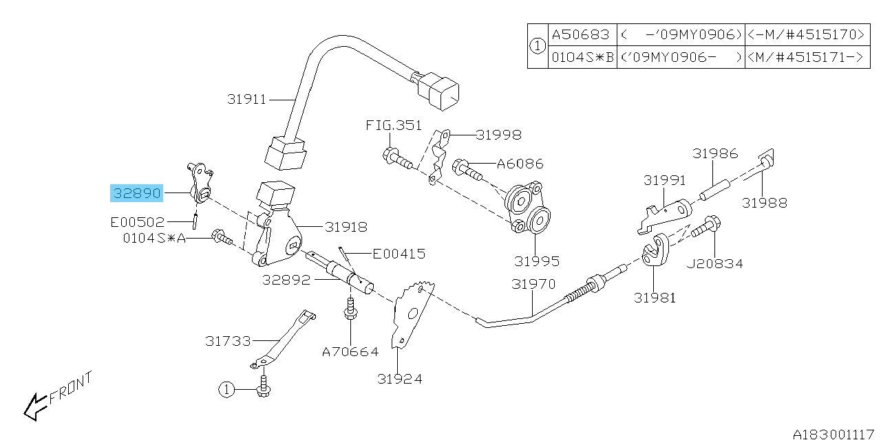 SUBARU IMPREZA WRX GE GH 08-11 Genuine AT Shifter Arm Complete 32890AA342 OEM