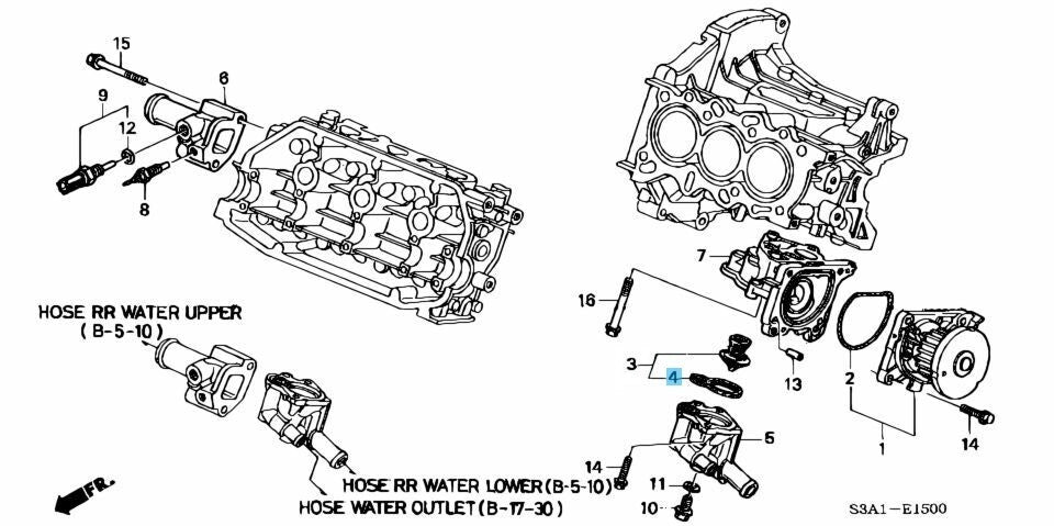 HONDA ACTY TRUCK & VAN HA6 HH3 Genuine Thermostat Mounting Rubber Gasket OEM
