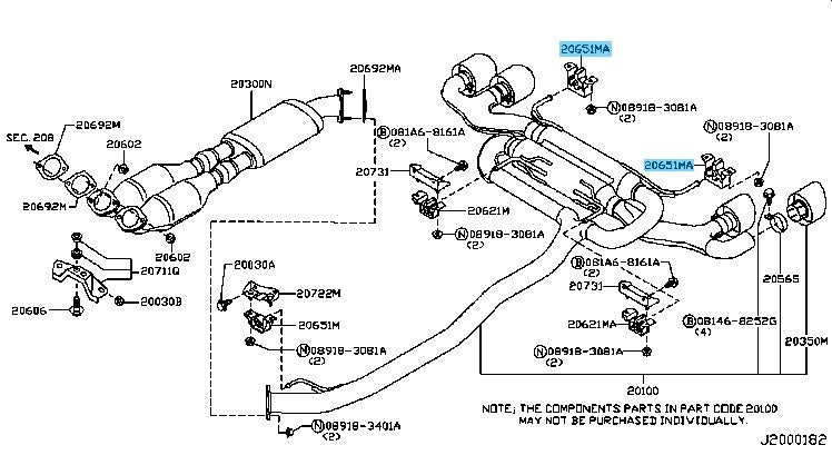 NISSAN GT-R R35 '09-10 Genuine Exhaust Mounting Rubber Assy 20651-JF40A x2 Set