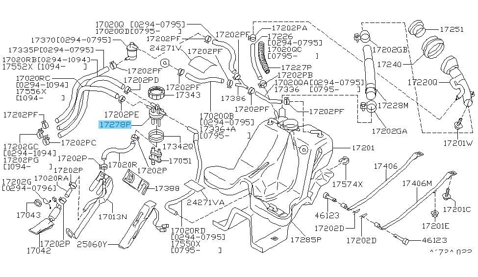 NISSAN 240SX S14 1995-1996 Genuine Fuel Tank Outlet Plate-Tube 17278-70T01 OEM