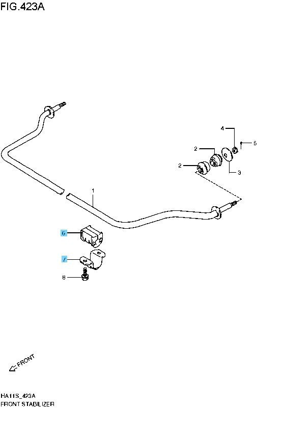 SUZUKI ALTO WORKS HA21S 94-98 Genuine Front Stabilizer Mount x2 & Bracket x2 Set