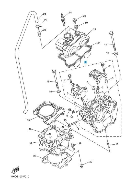 YAMAHA YZ250F 2007-2009 Genuine Engine Cylinder Head Assy 5XC-11102-21-00 OEM