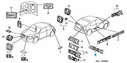 HONDA CIVIC TYPE-R EK9 EK4 3D 4D 96-00 Genuine Rear "CIVIC" Emblem Badge OEM