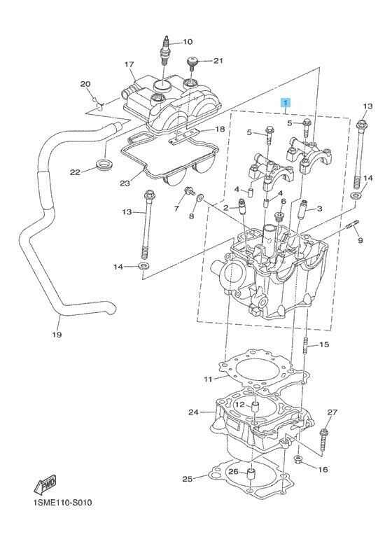 YAMAHA YZ250F 2017-2018 Genuine Cylinder Head Assy 1SM-11101-19-00 OEM