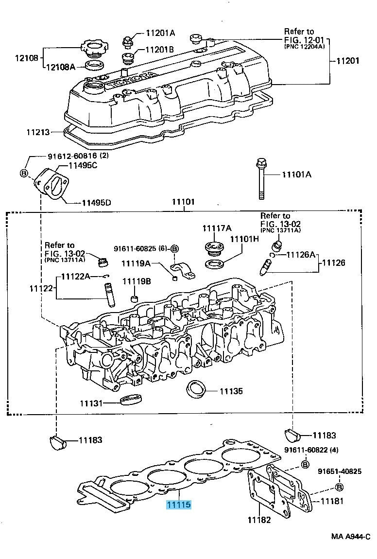 TOYOTA 4RUNNER RN110 VZN100 84-95 Genuine Cylinder Head Gasket 11115-35060 OEM