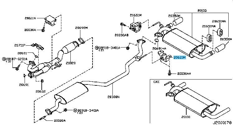 NISSAN GT-R R35 '2009-2010 Genuine Exhaust Mounting Rubber Assy 20621-CA000 OEM