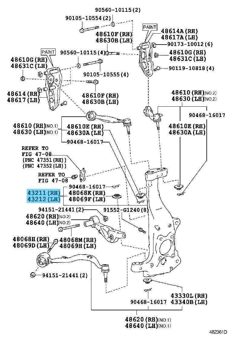 LEXUS LS460 USF40 2007-2017 Genuine Front Steering Knuckle RH & LH Set OEM