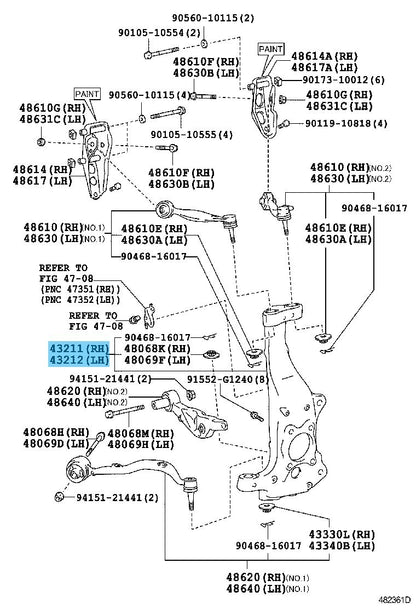 LEXUS LS460 USF40 2007-2017 Genuine Front Steering Knuckle RH & LH Set OEM